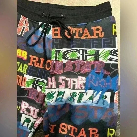Men’s Rich Star Graffiti Sweatpants Size Medium Multicolor - Picture 2 of 5